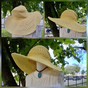 🔥NWT A NEW DAY CRUISE VACATION Yellow Sand Wide Brim Hat & FREE GIFT